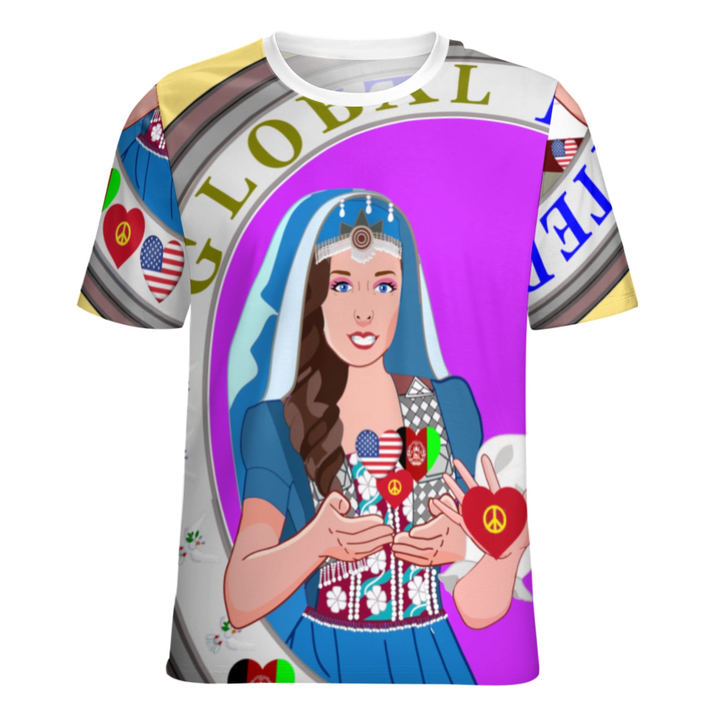 Women´s T-Shirt 3 GLOBAL FREEDOM UNITED© AFGHANISTAN & USA  Yellow