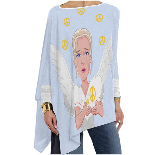 Pullover Long Sleeve T-shirt Global Freedom United Women Angel Of Peace Old Peace Girl