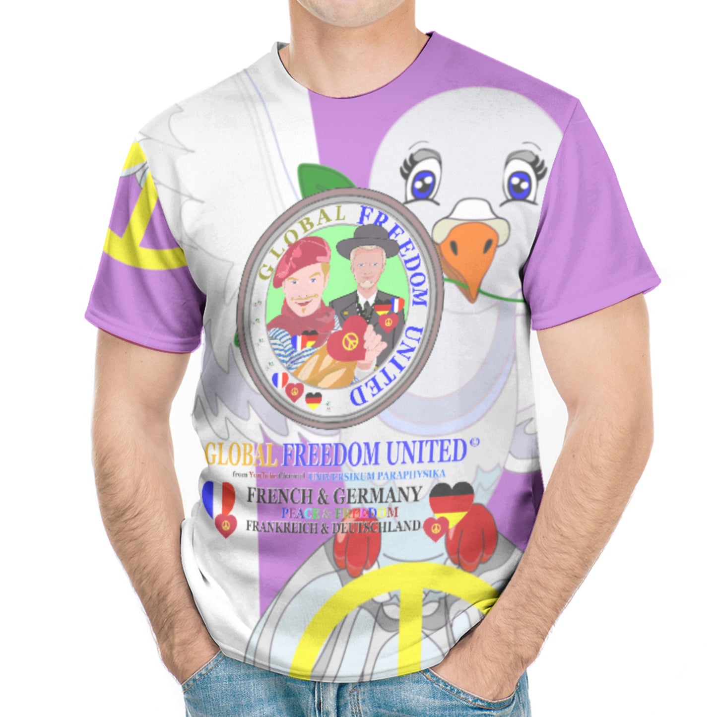Men´s T-shirt GLOBAL FREEDOM UNITED© Men French & Germany V1 Lilac