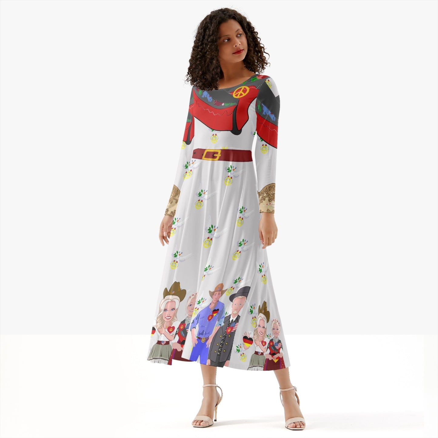 WOMEN´S LONG-SLEEVE ONE-PIECE DRESS GLOBAL FREEDOM UNITED© USA & GERMANY WIGHT