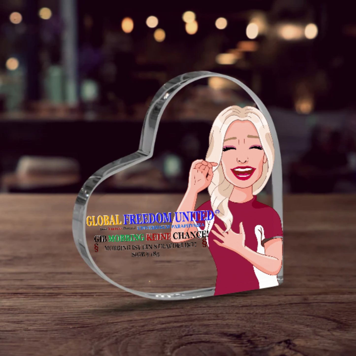 Acrylic Plaque Global Freedom United Gib Mobbing Keine Chance