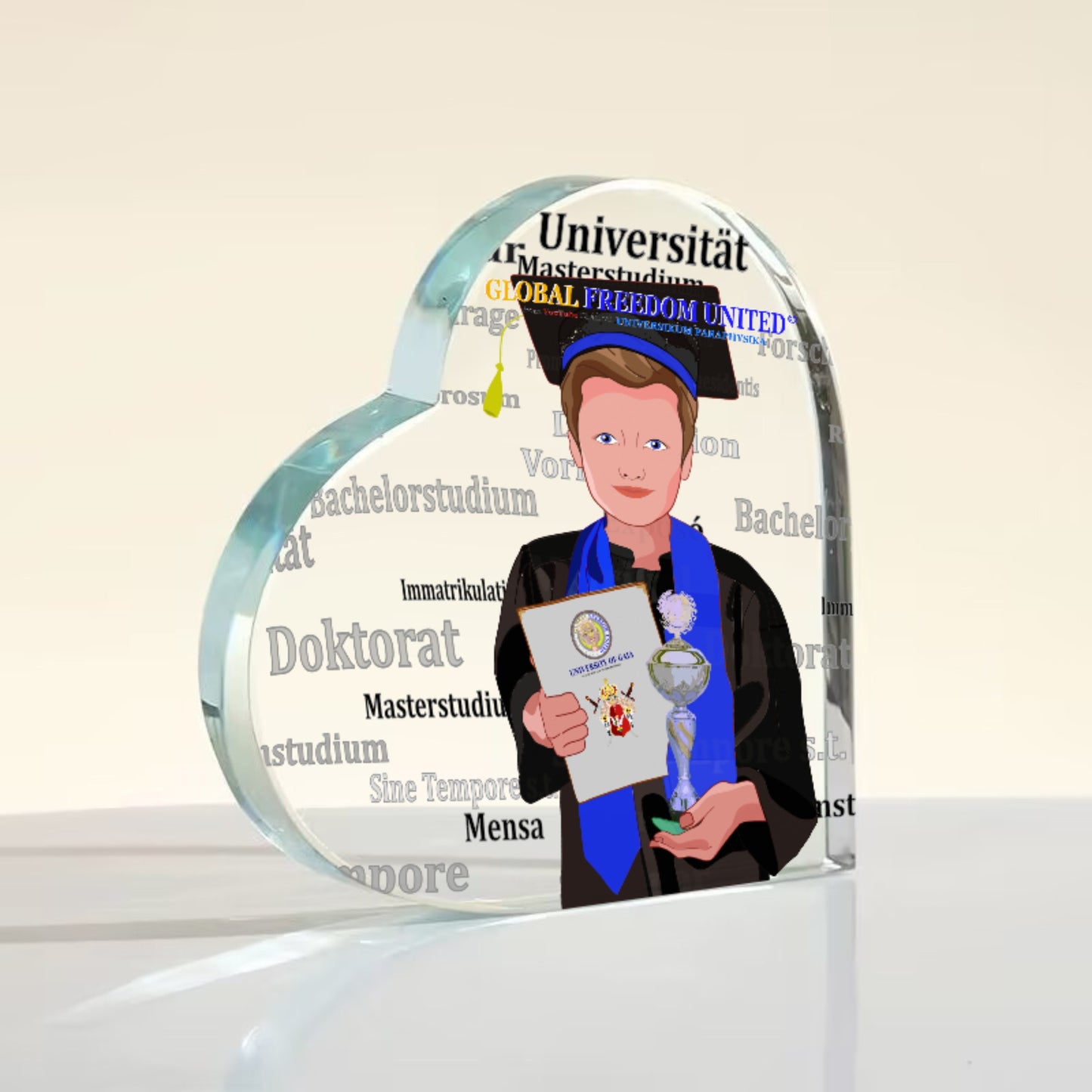 Acryl Heart Global Freedom United Student Boy Silver Place Brown Hair 2