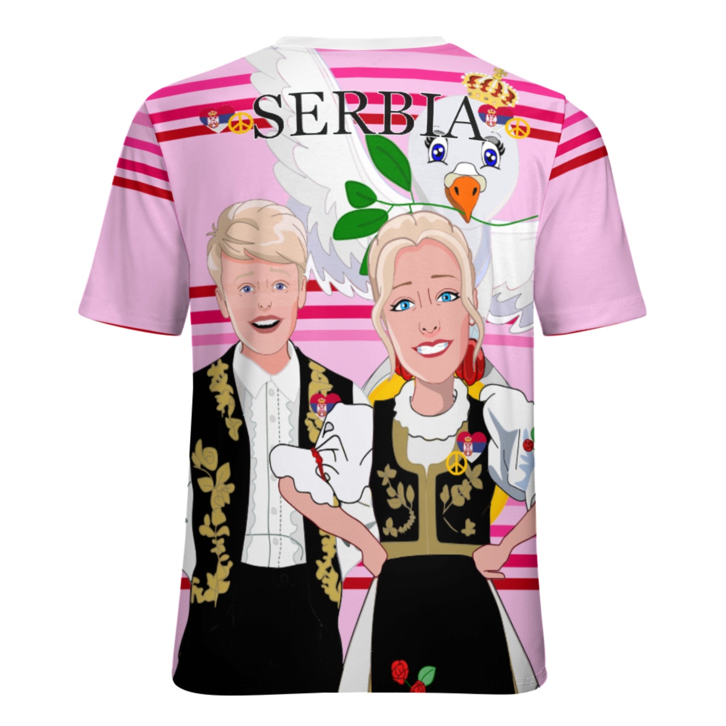 Women´s T-shirt 2 Global Freedom United Couple Edition Serbia Black Pink2