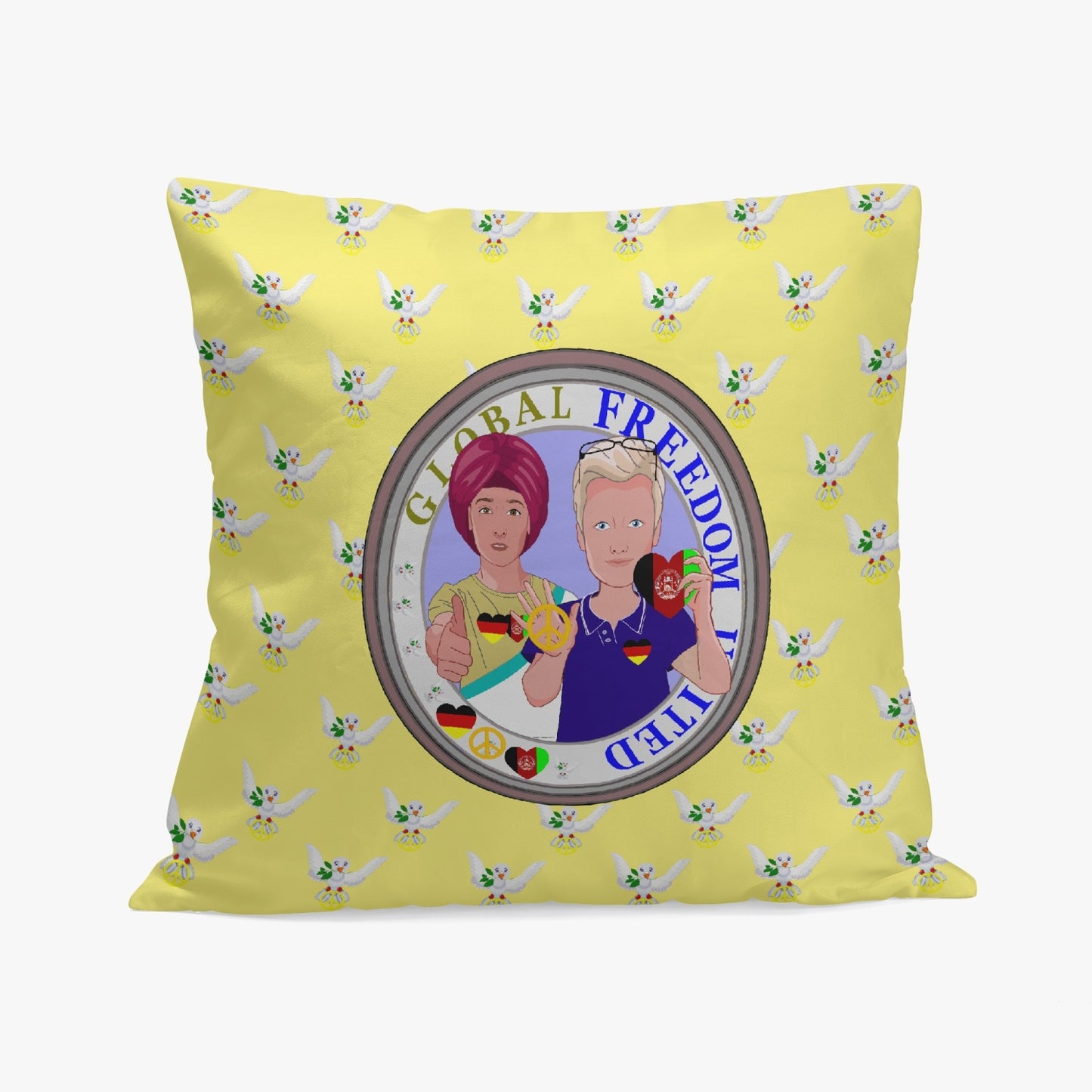 GLOBAL FREEDOM UNITED© Men AFGHANISTAN & GERMANY - 18'' Square Pillow Cover