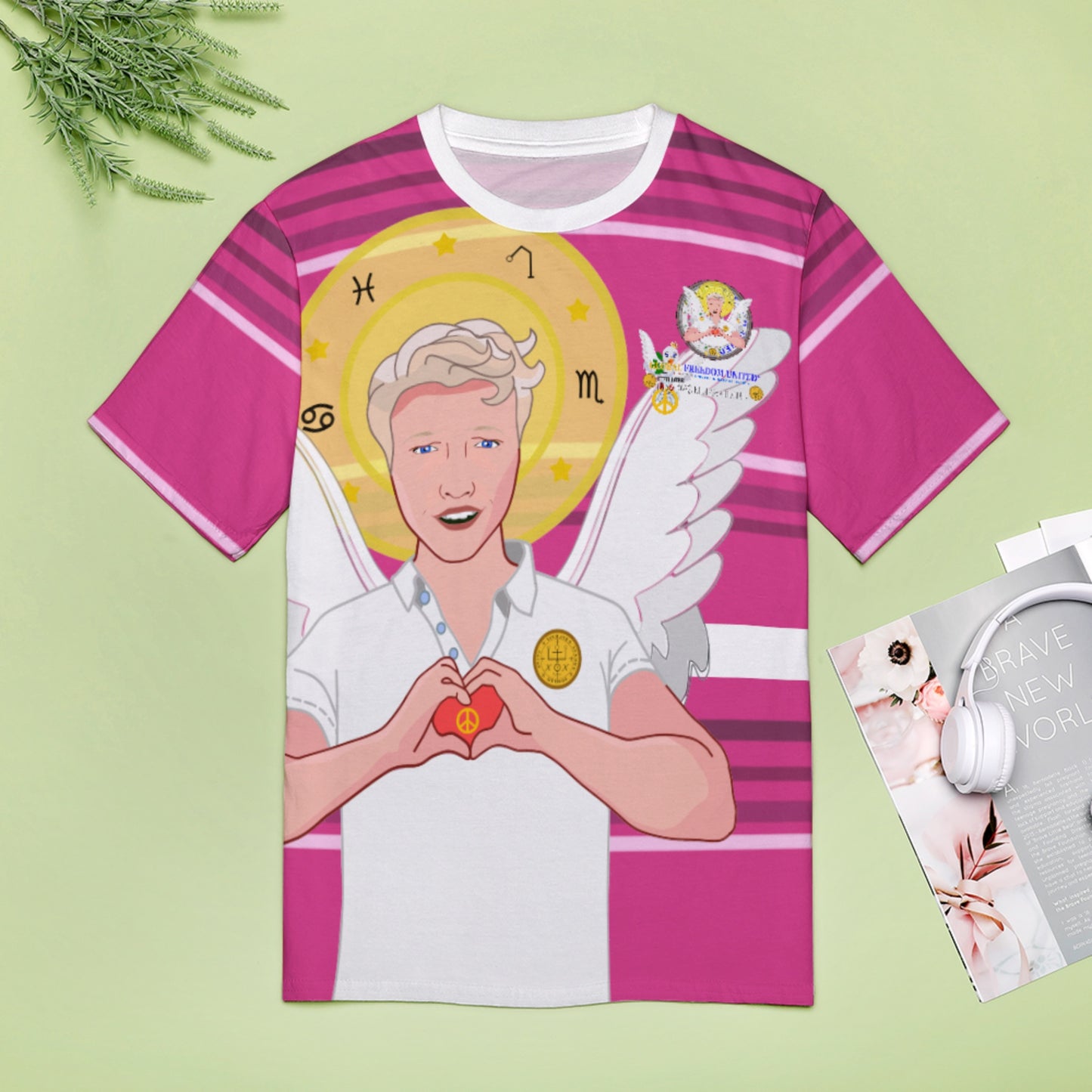 Women´s T-shirt GLOBAL FREEDOM UNITED© Archangel Rafael German Pink1