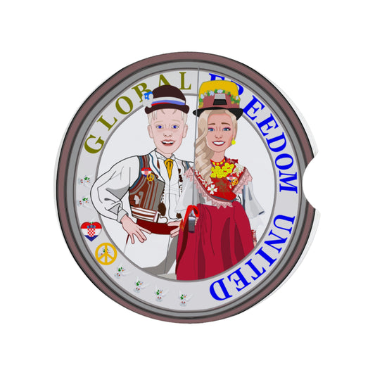 Ceramic Car Coaster Global Freedom United Couple Edition Croatia
