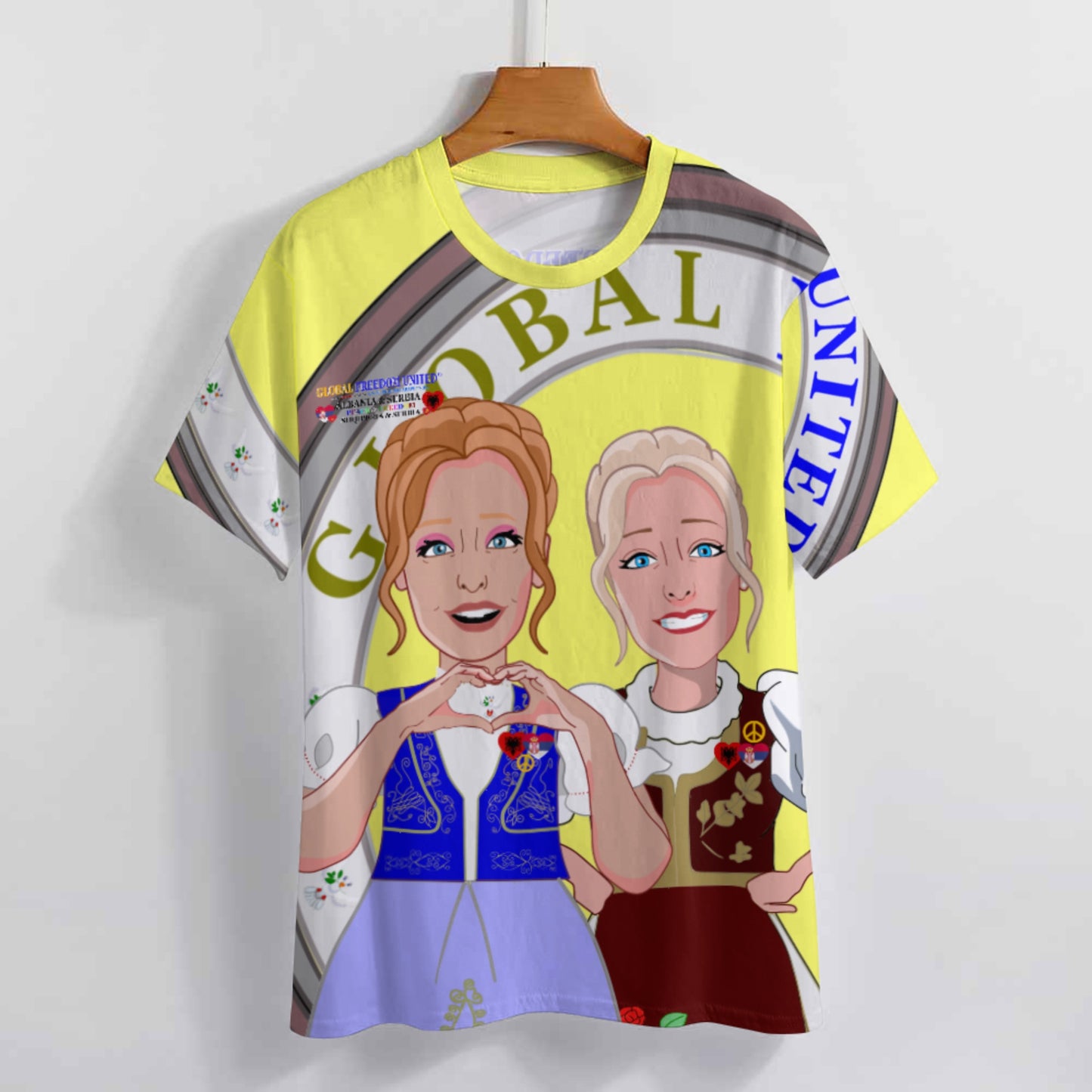 Women´s T-shirt 3 GLOBAL FREEDOM UNITED© Women Albania & Serbia Yellow