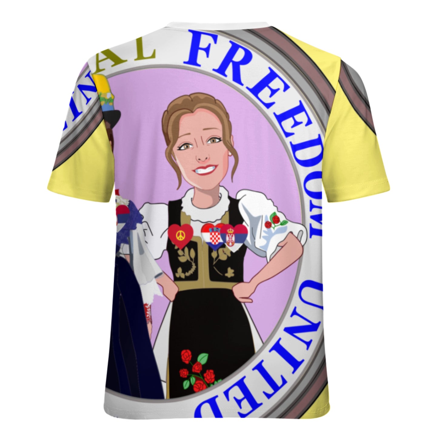 Women´s T-shirt 2 Global Freedom United Women Croatia & Serbia Old Peace Yellow