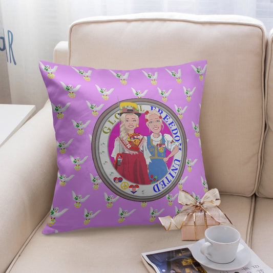 GLOBAL FREEDOM UNITED© Women CROATIA & SERBIA Lilac 18'' Square Pillow Cover