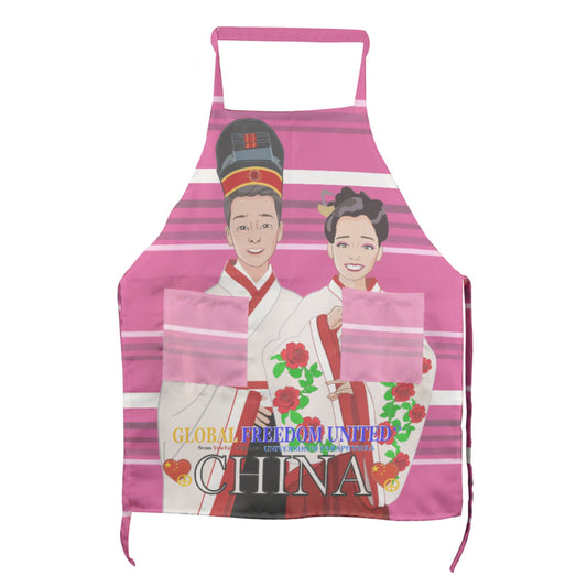 Apron GLOBAL FREEDOM UNITED© Couple Edition China Pink1