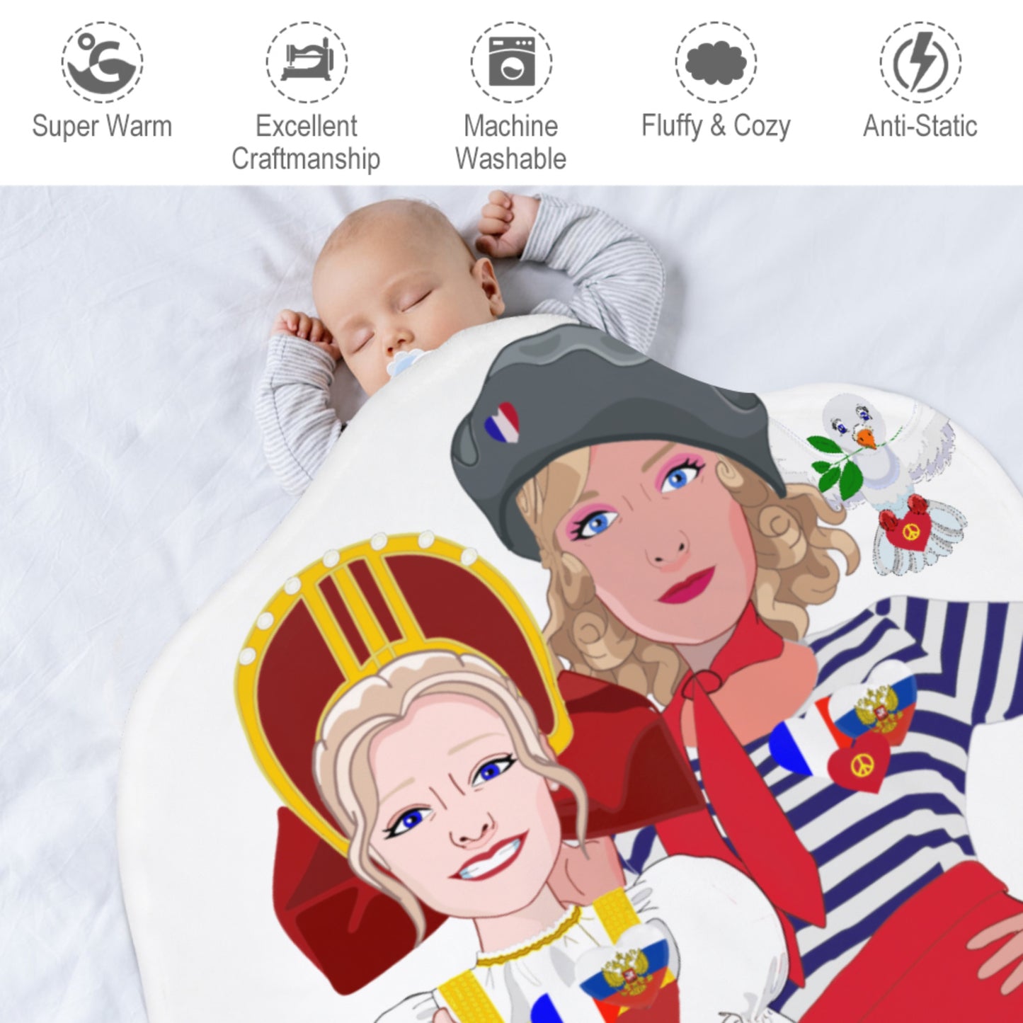 Blankets For Kits Global Freedom United Girls Russia & French Old Peace