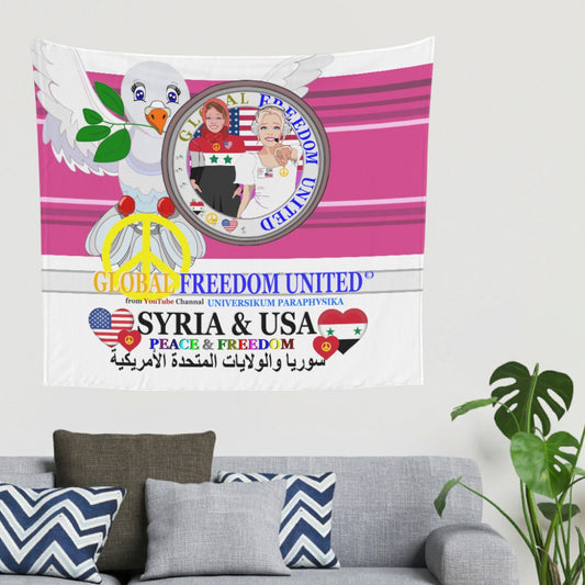 Tapestry Global Freedom United Women Syria & Usa Old Peace Pink
