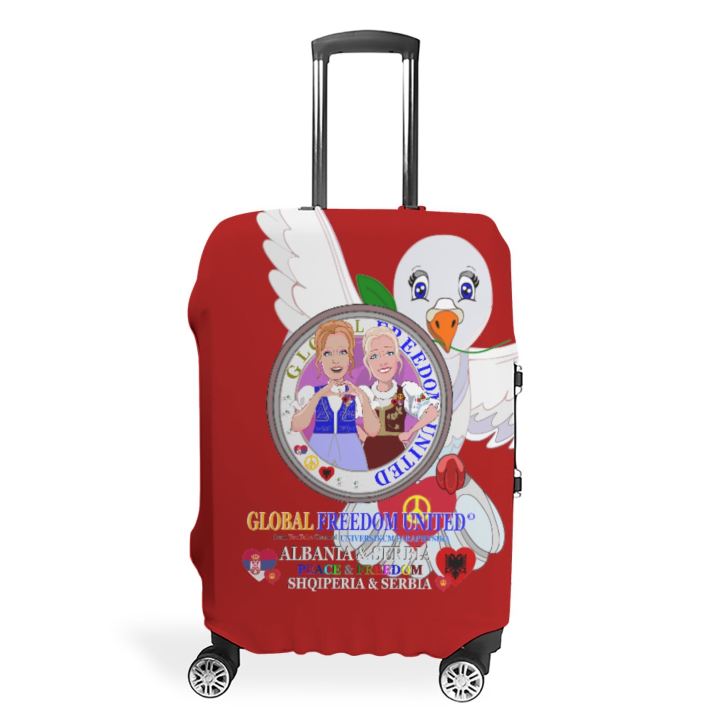 Lugguage Cover Global Freedom United Women Albania & Serbia Old Peace Red