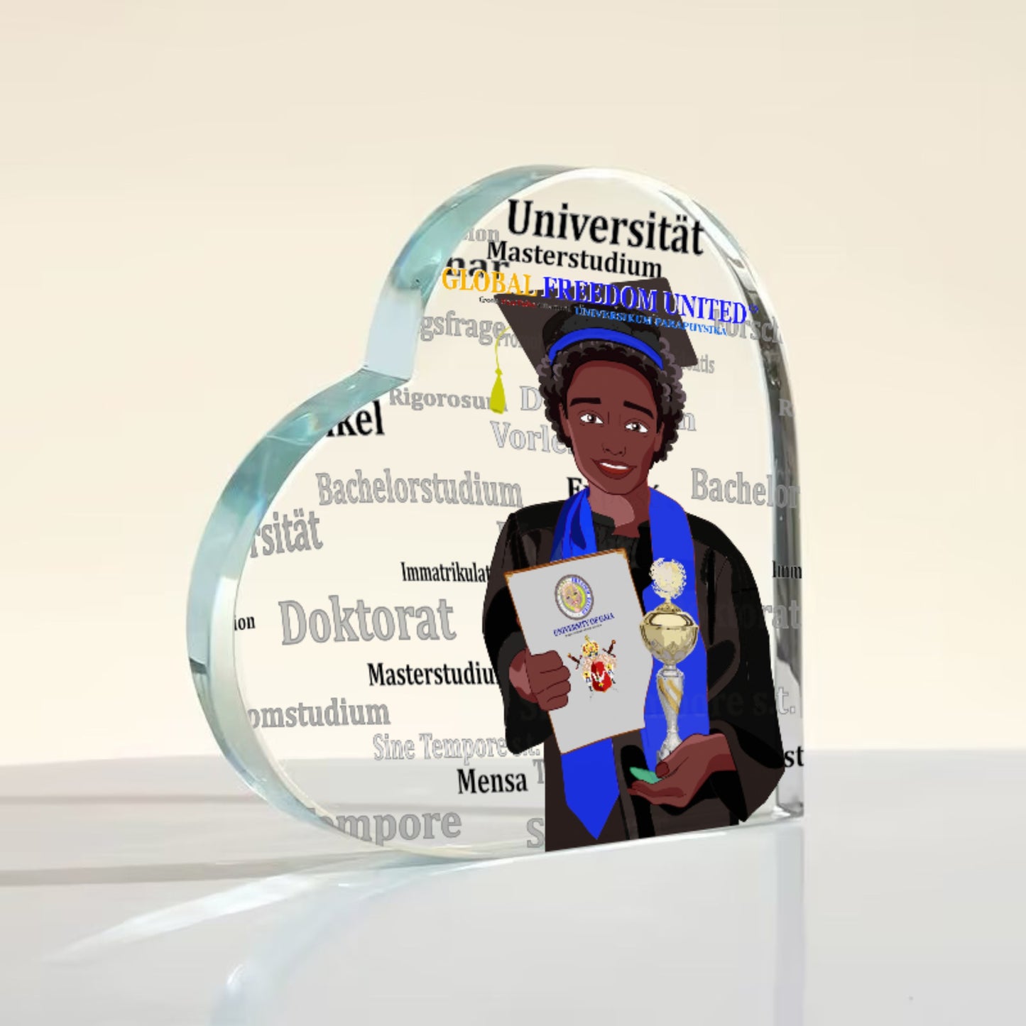 Acryl Heart GLOBAL FREEDOM UNITED© Afro Student Boy