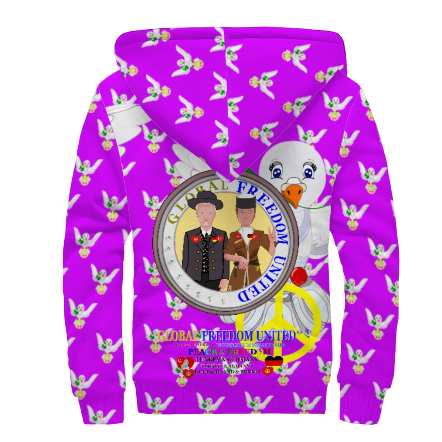 Plush Hoodie GLOBAL FREEDOM UNITED© Men Germany & Turkey Lilac
