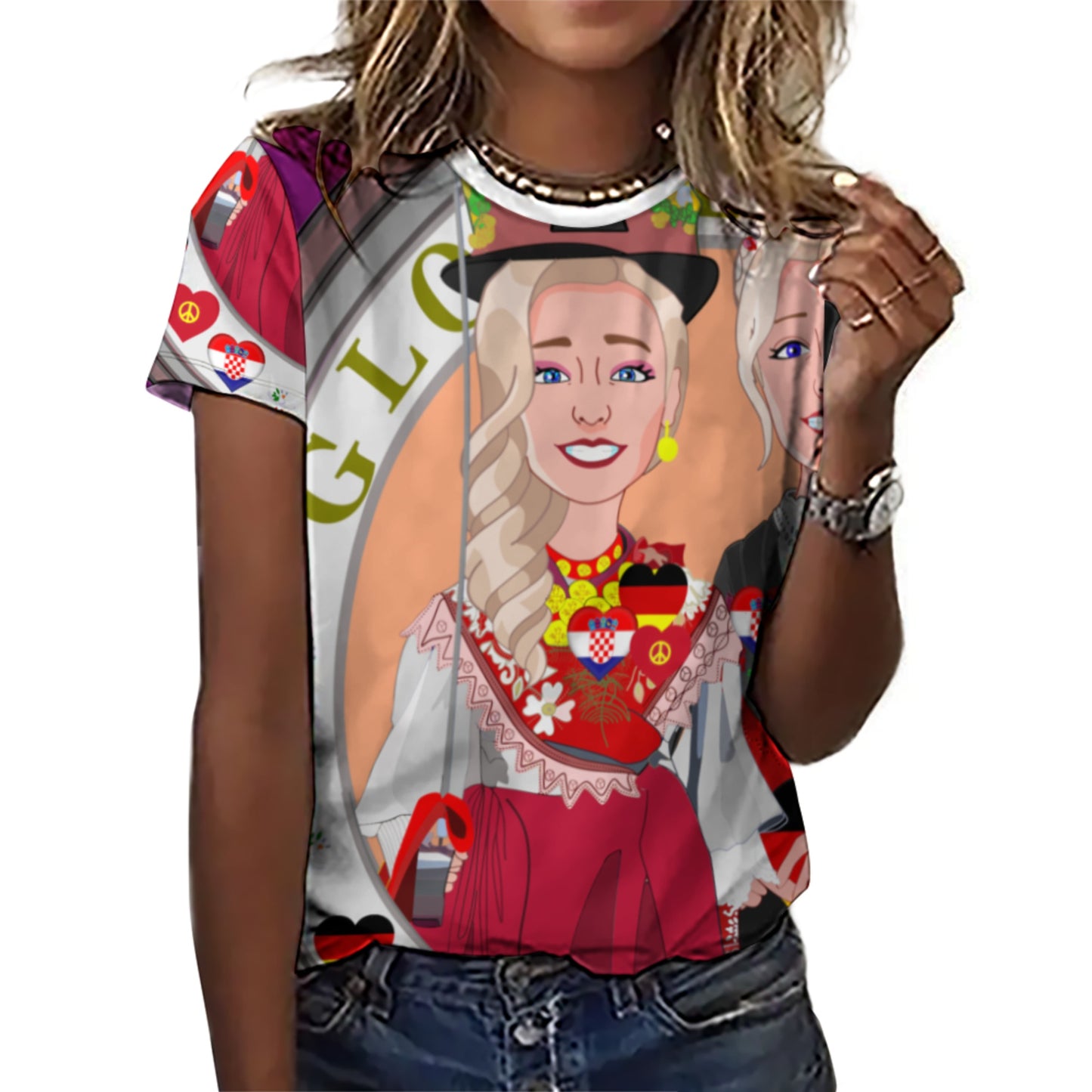 Women´s T-shirt GLOBAL FREEDOM UNITED© Women Croatia & Germany V2 2 Lilac