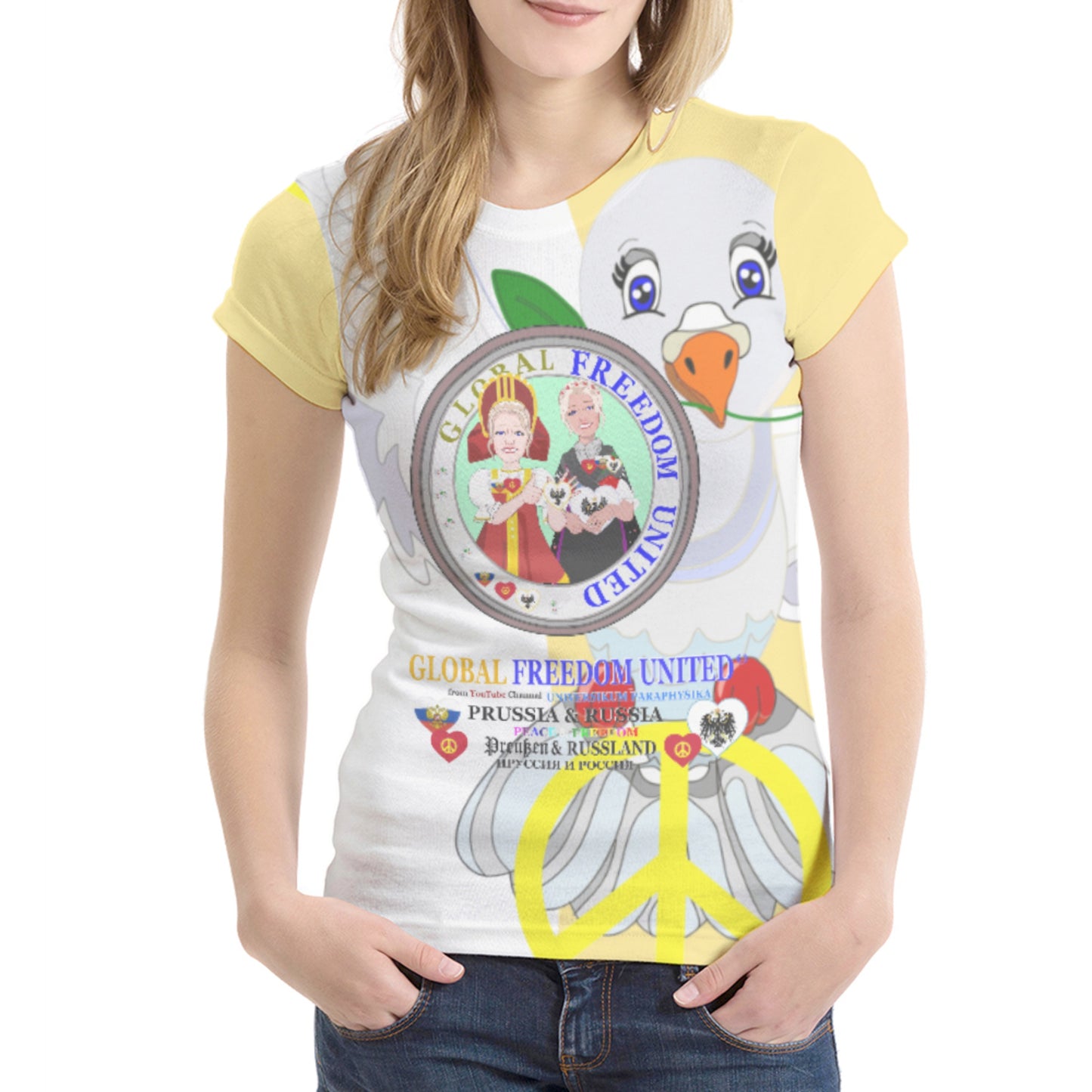 Women´s T-shirt 3 GLOBAL FREEDOM UNITED© Women Prussia & Russia Yellow