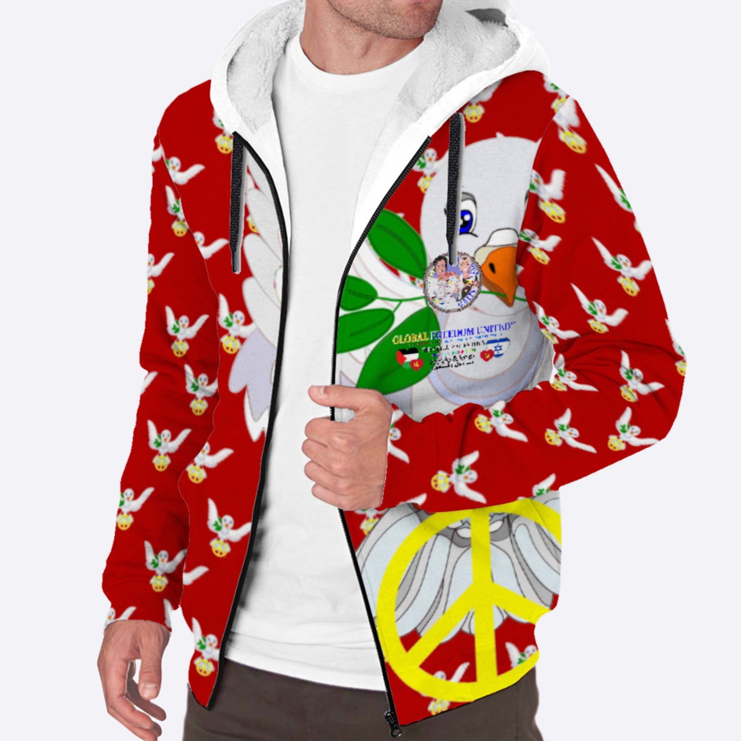Plush Hoodie GLOBAL FREEDOM UNITED© Women Palestina & Israel Red