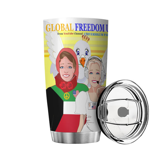 Tumbler Global Freedom United Women Kuwait & Usa Old Peace Yellow