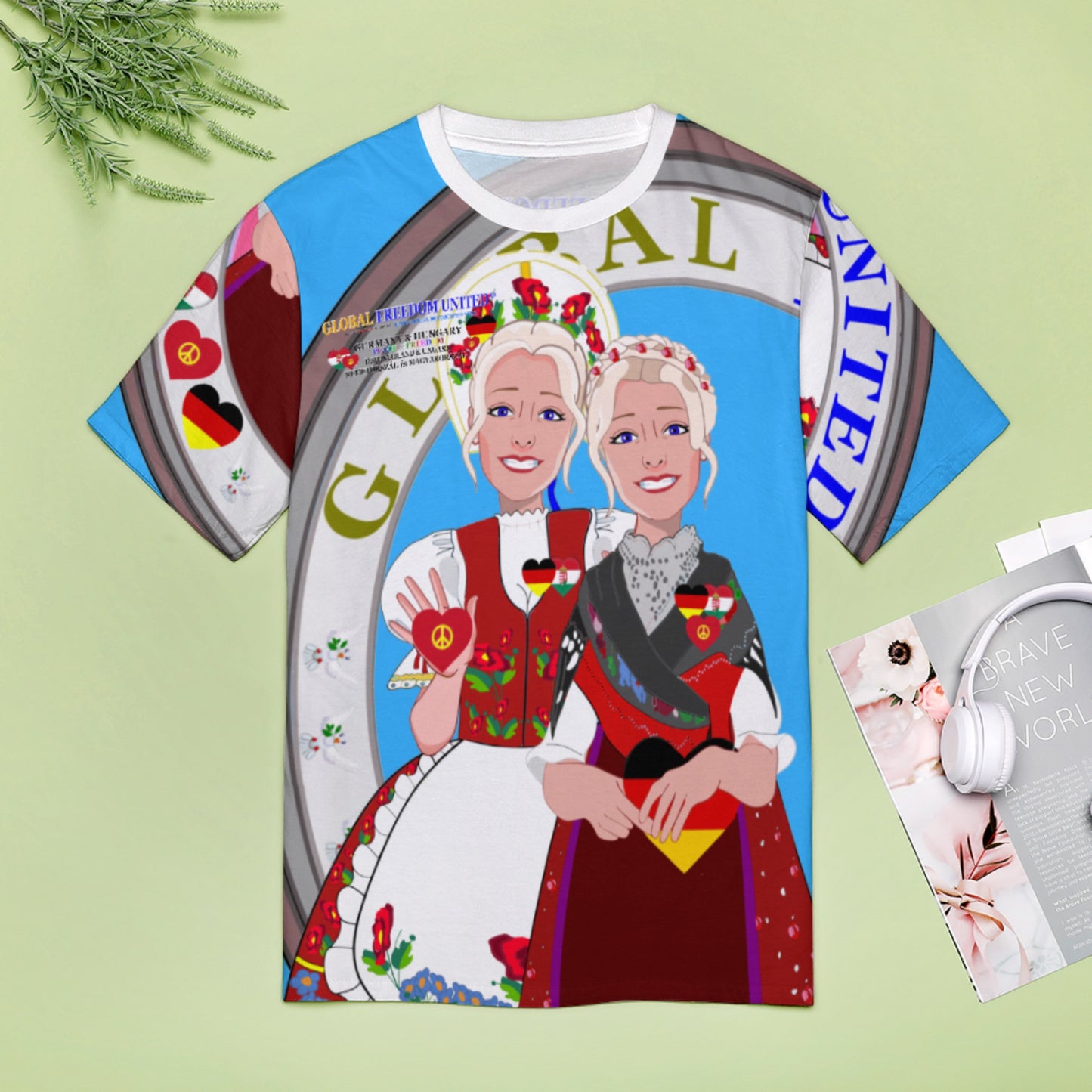 Women´s T-shirt 3 GLOBAL FREEDOM UNITED© Women Germany & Hungary Blue