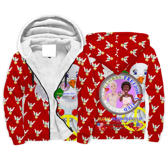 Plush Hoodie GLOBAL FREEDOM UNITED© Women Anti Racism & Fascism USA Red