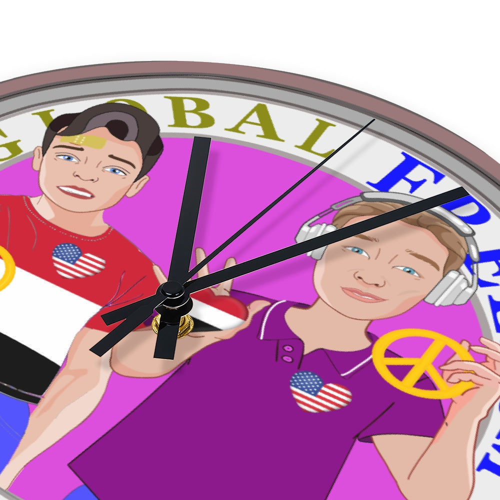 Wooden Wall Clock Without Scale GLOBAL FREEDOM UNITED© Men Yemen & USA