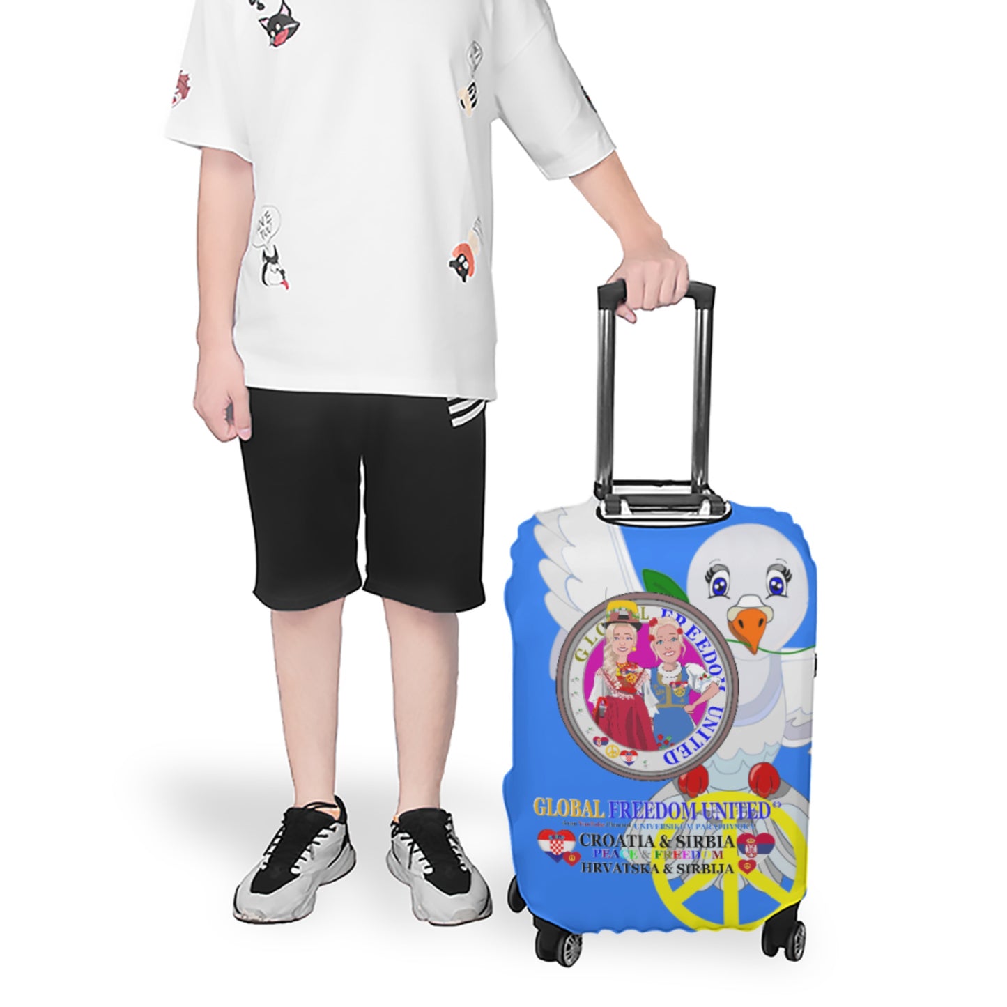 Lugguage Cover Global Freedom United Women Croatia & Serbia Old Peace Blue