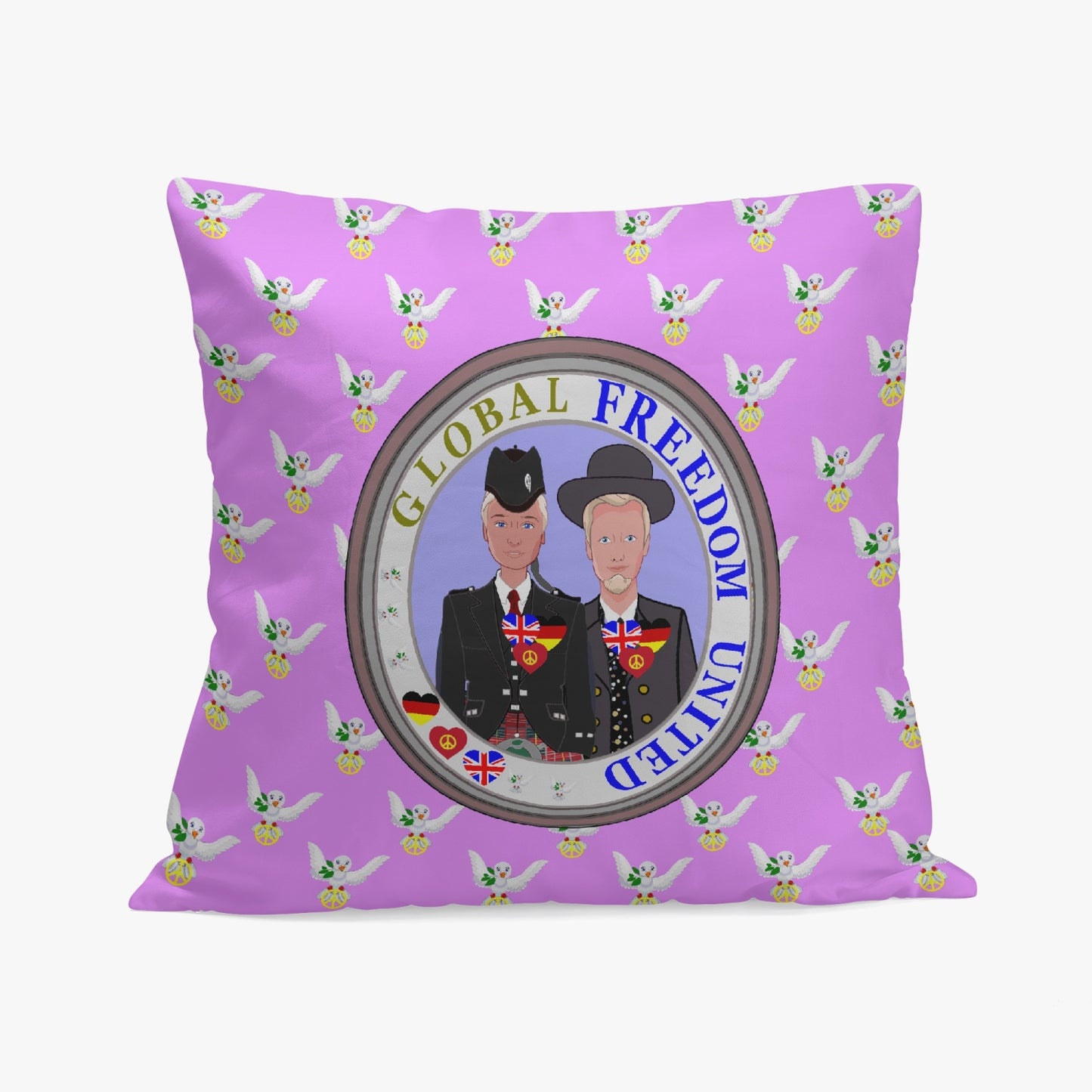 GLOBAL FREEDOM UNITED© Men ENGLAND & GERMANY Lilac 18'' Square Pillow Cover