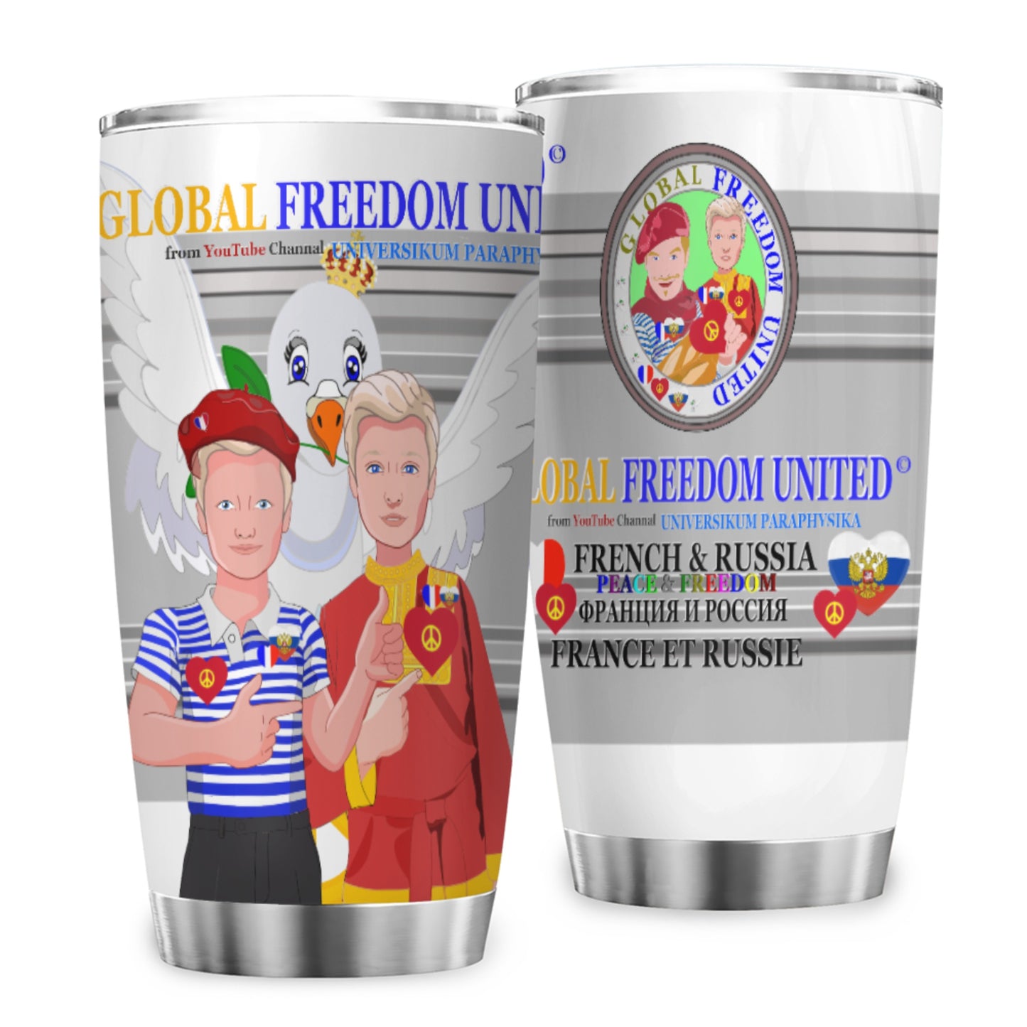 Tumbler Global Freedom United Men French & Russia Old Peace Grey