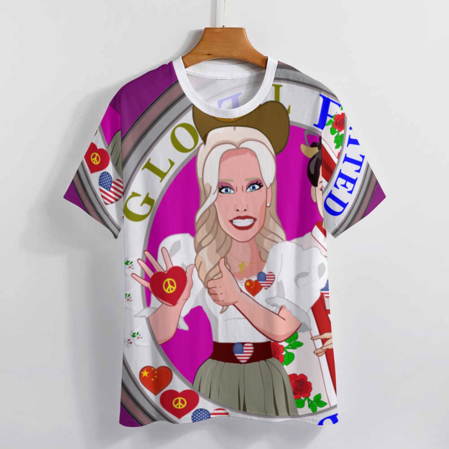 Women´s T-shirt 3 GLOBAL FREEDOM UNITED© Women USA & China  Lilac