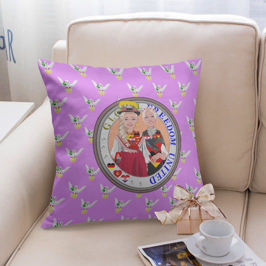 GLOBAL FREEDOM UNITED© Women CROATIA & GERMANY LILAC VERSION 2 18'' Square Pillow Cover