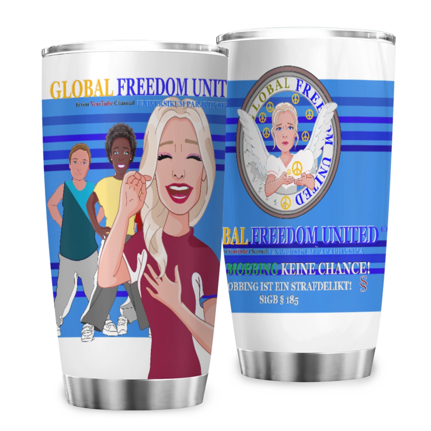Tumbler Global Freedom United  Gib Mobbing Keine Chance Dunkel Blau