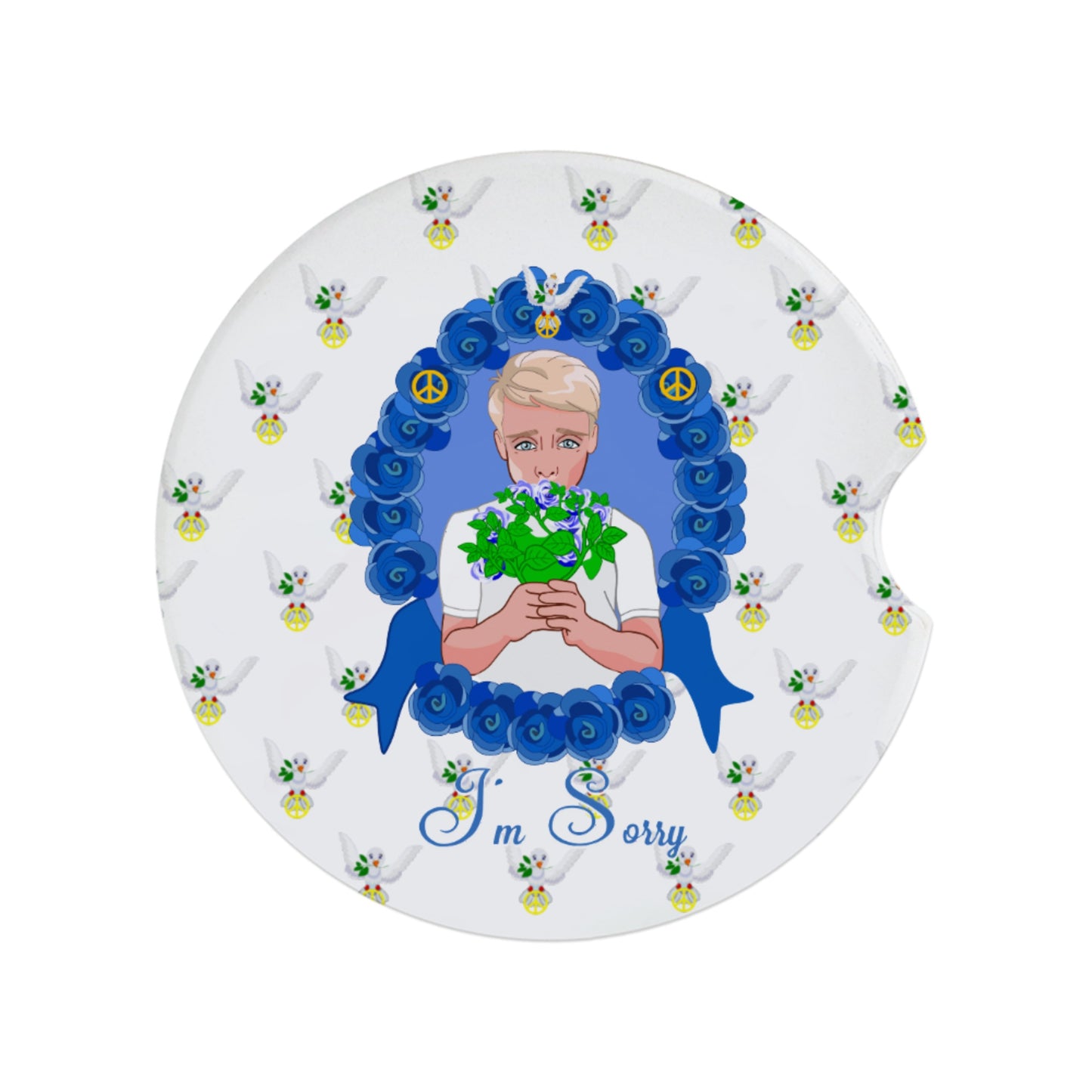 Cermaic Car Coaster Global Freedom United I´m Sorry From A Boy