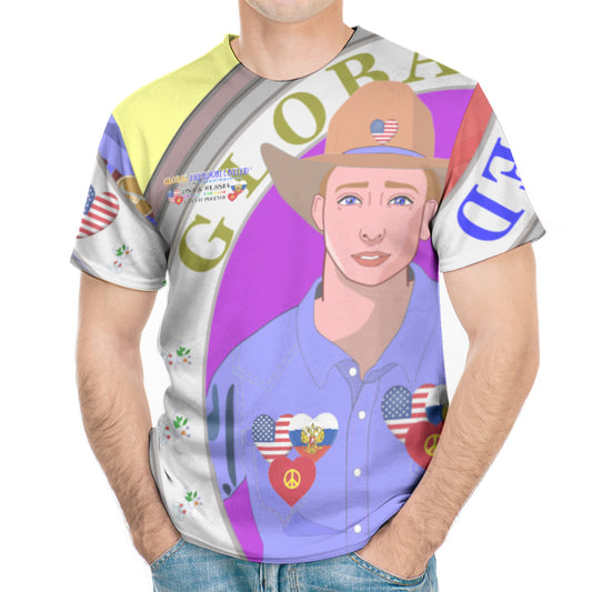 Men´s T-shirt GLOBAL FREEDOM UNITED© Men Russia & USA Yellow