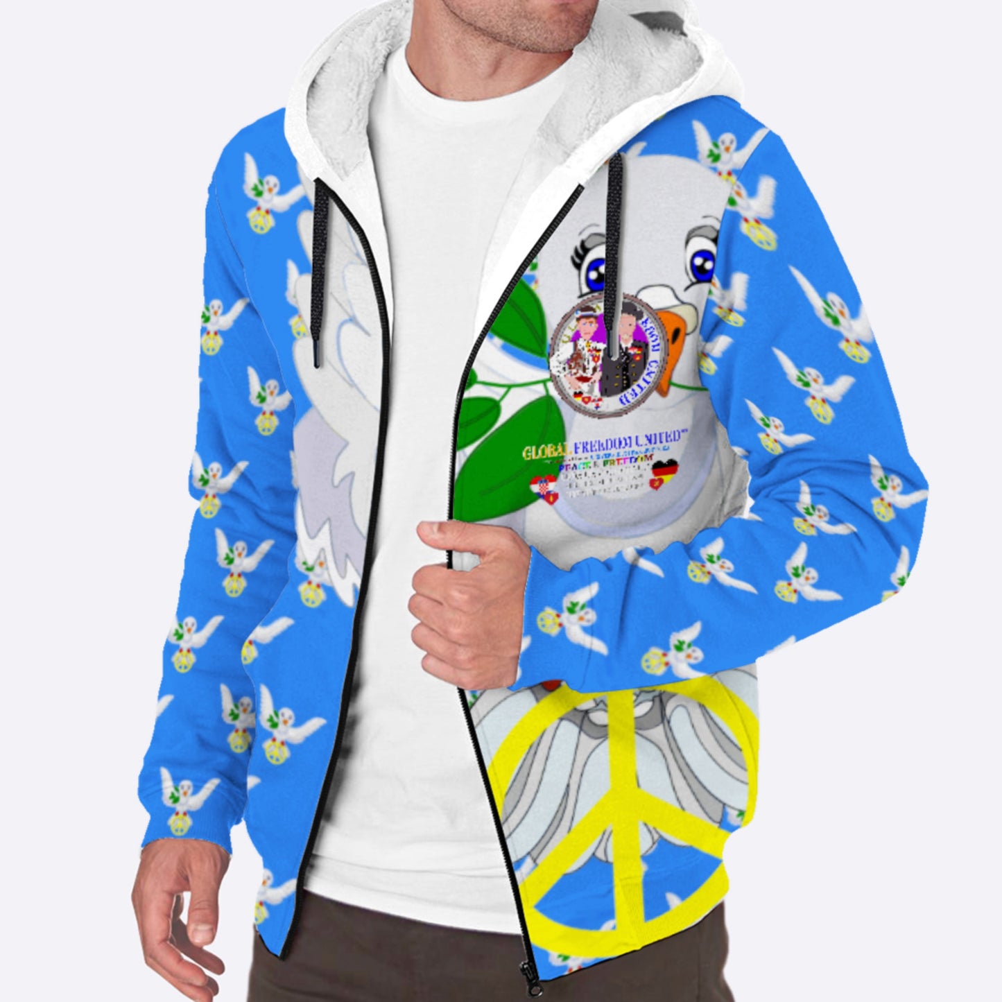 Plush Hoodie GLOBAL FREEDOM UNITED© Men Croatia & Germany Blue