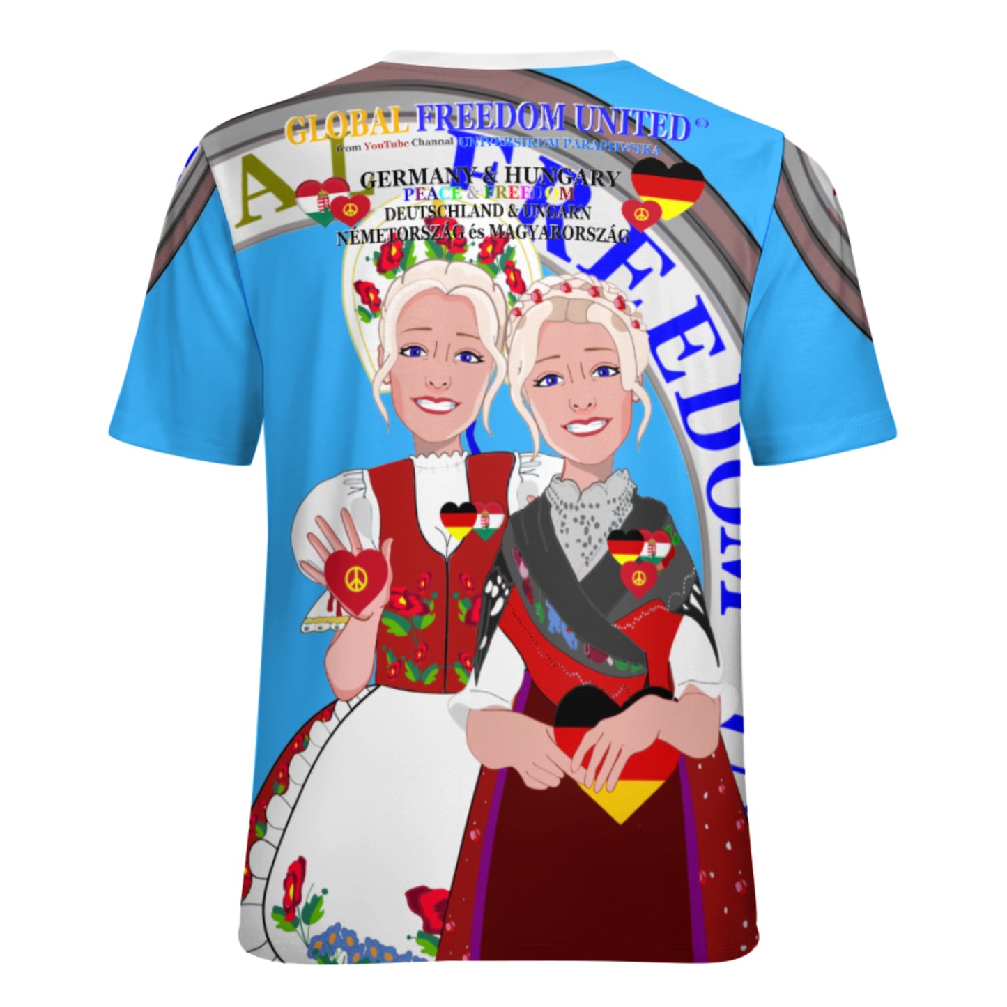 Women´s T-shirt 3 GLOBAL FREEDOM UNITED© Women Germany & Hungary Blue