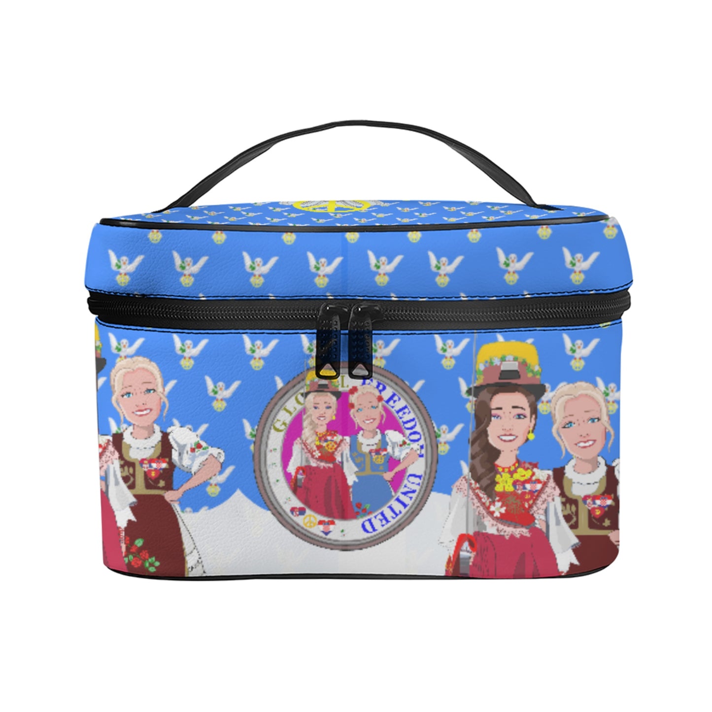 Cosmetic Bag GLOBAL FREEDOM UNITED© Women Croatia & Serbia Blue