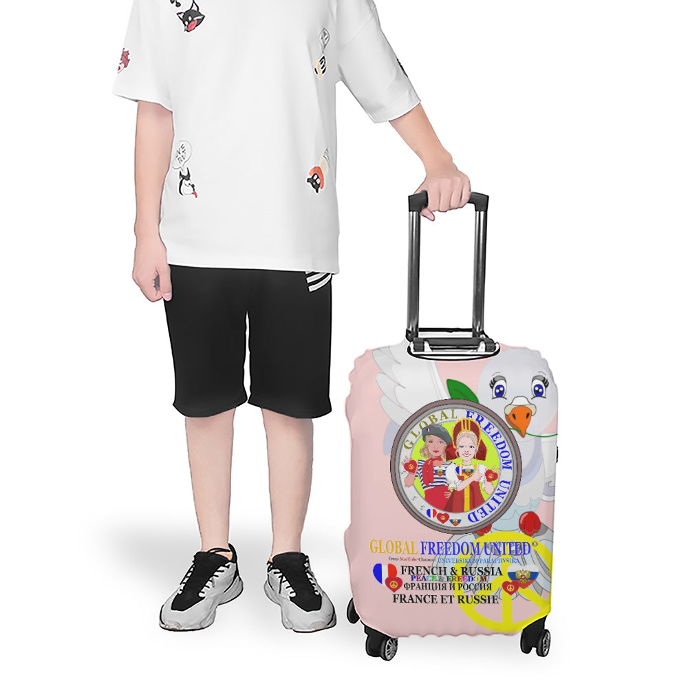 Luggage Cover Global Freedom United Women French & Russia Old Peace Pink