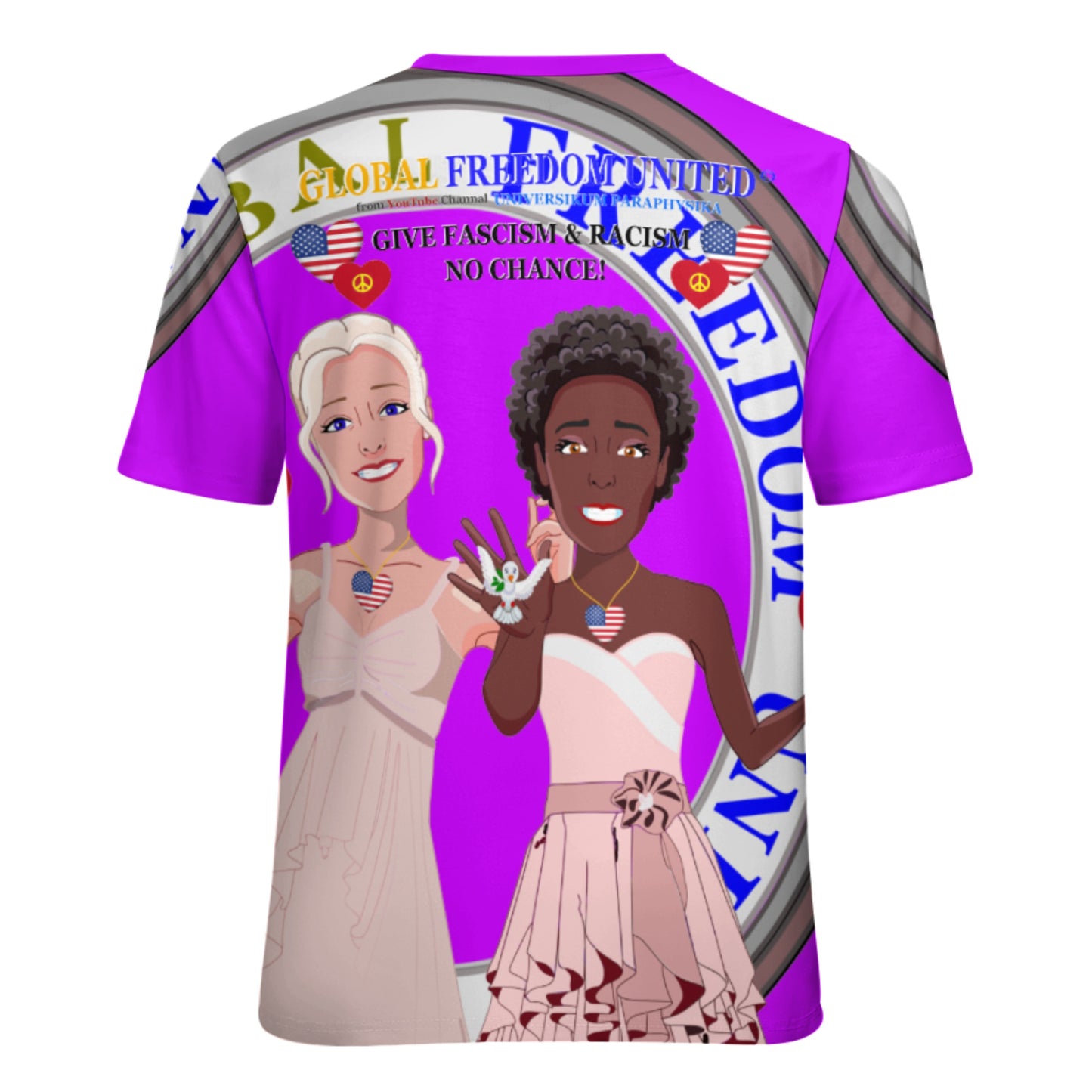 Women´s T-Shirt 3 GLOBAL FREEDOM UNITED© Women Anti Fascism & Racism USA Lilac