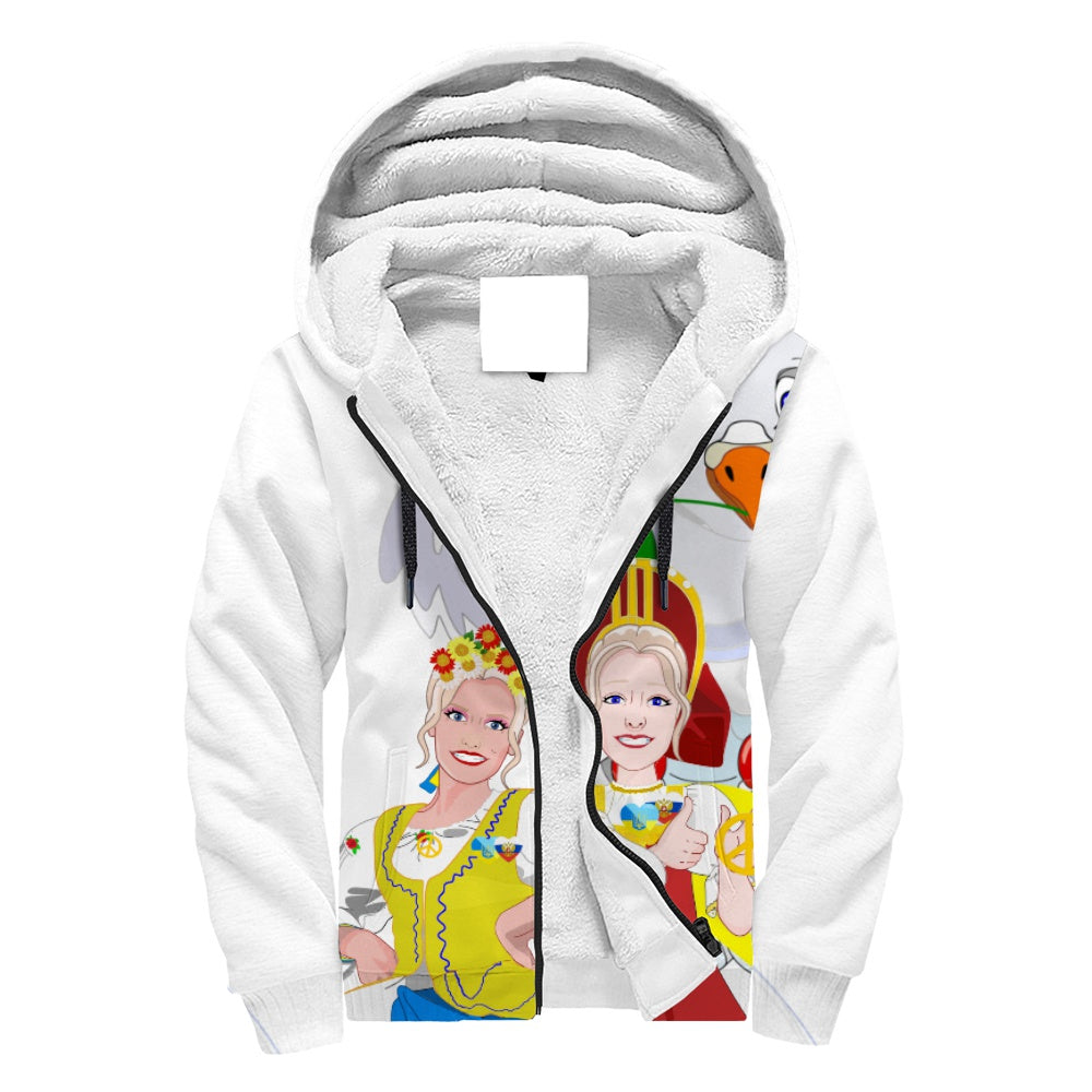 Plush Hoodie GLOBAL FREEDOM UNITED© Women Ukraina & Russia Wight Anti War