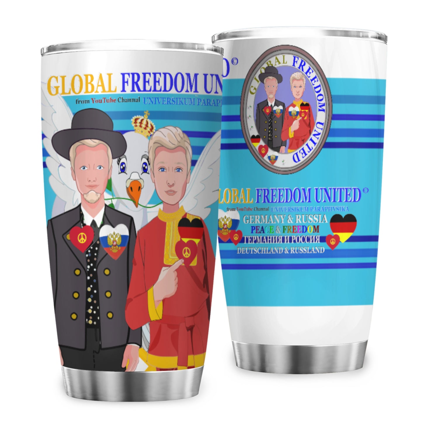 Tumbler Global Freedom United Men Germany & Russia Old Peace Blue