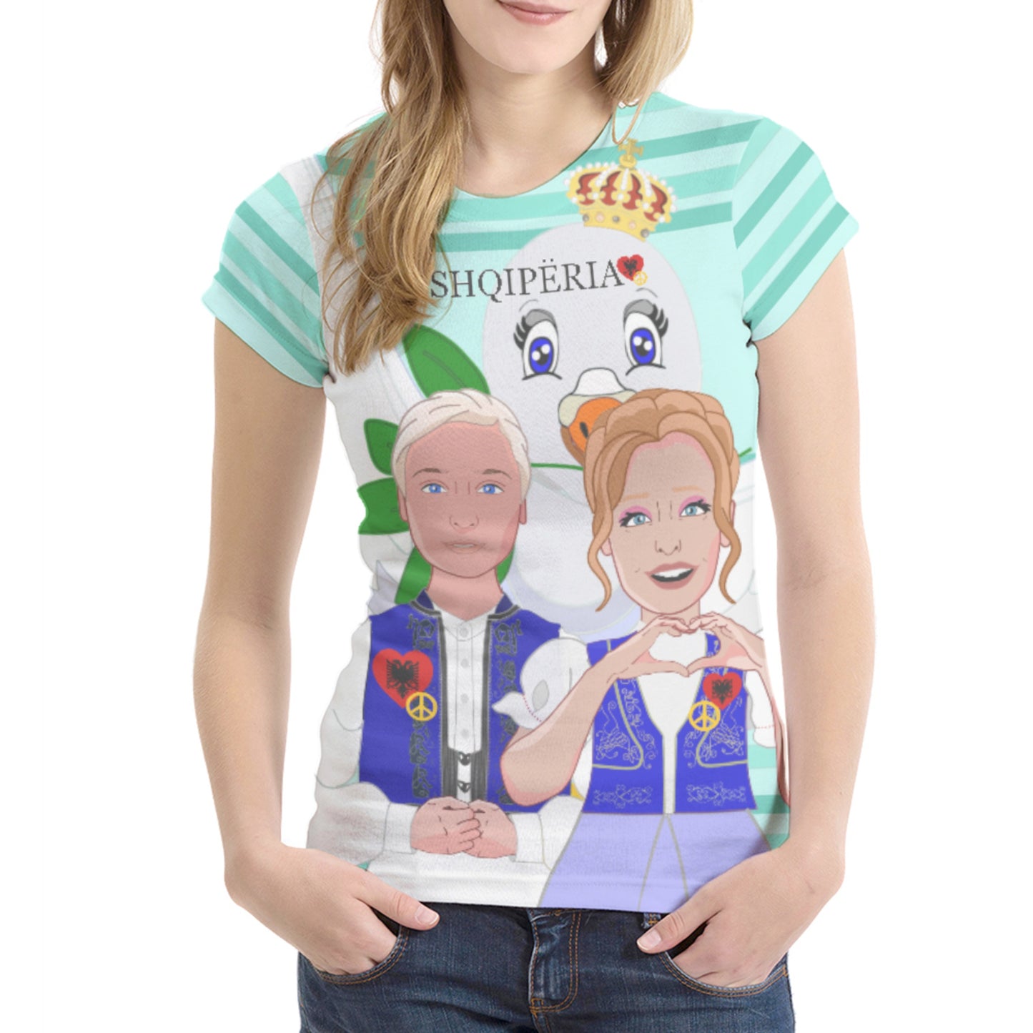 Women´s T-shirt 2 GLOBAL FREEDOM UNITED© Couple Albania Light Green