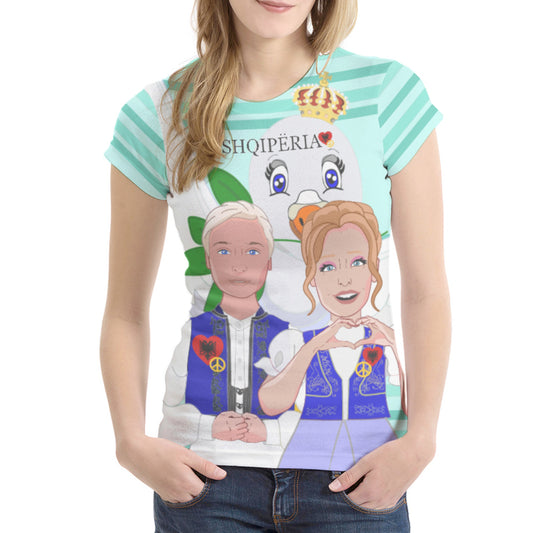 Women´s T-shirt 2 GLOBAL FREEDOM UNITED© Couple Albania Light Green