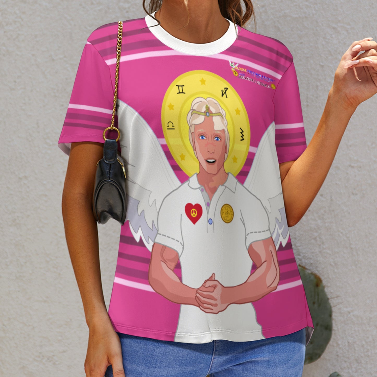 Women´s T-shirt Global Freedom United Archangel Michael Croatia V2 Pink1