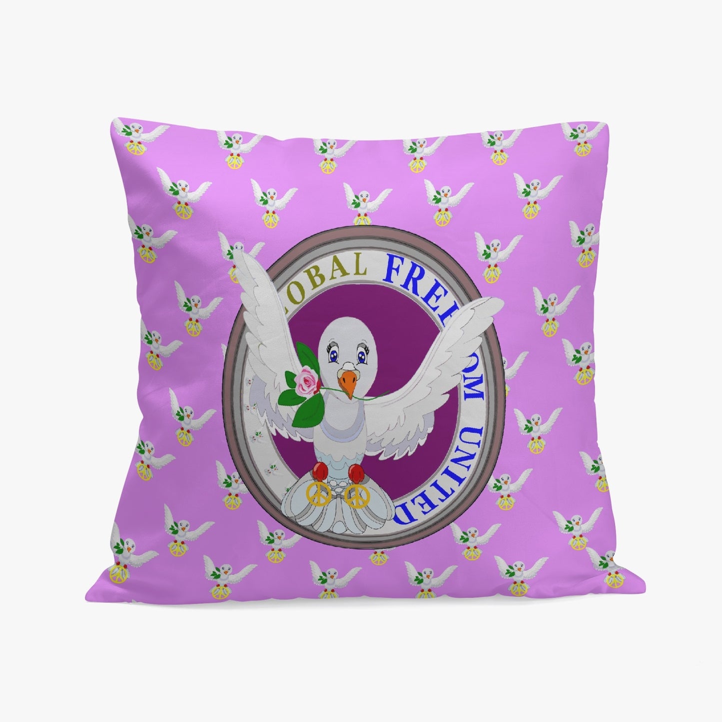 GLOBAL FREEDOM UNITED©  DOVE OF PEACE LILAC 18'' Square Pillow Cover