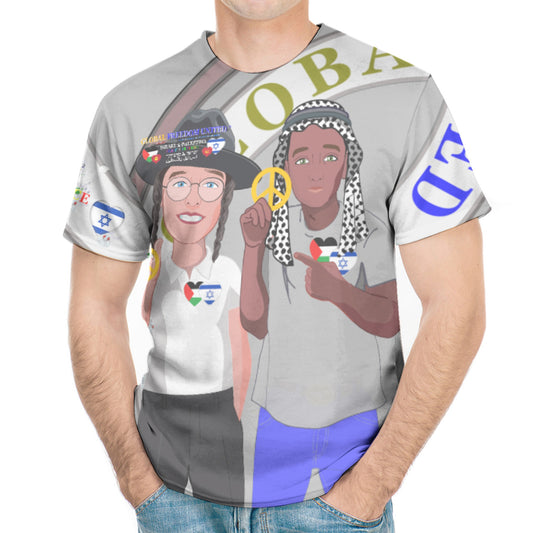 Men`s T-shirt 2 GLOBAL FREEDOM UNITED© Palestina & Israel Grey