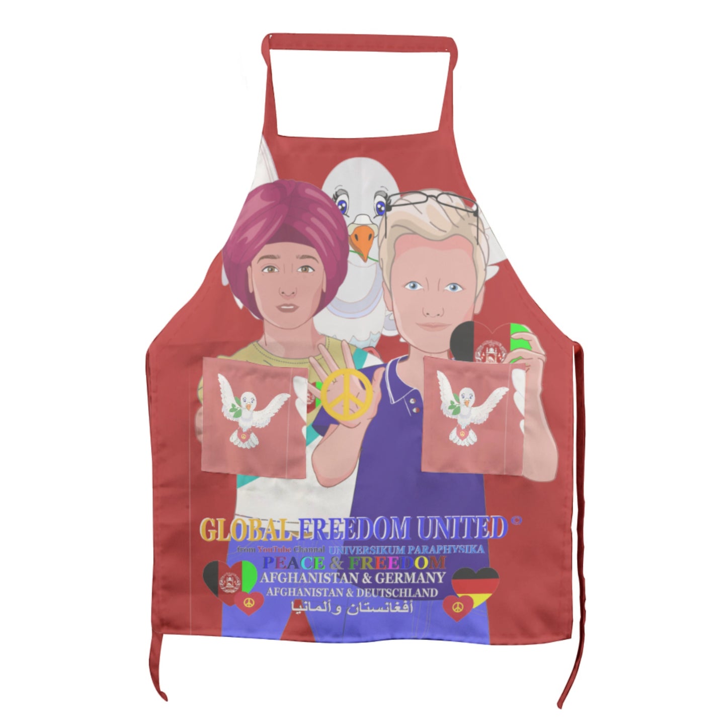 Apron GLOBAL FREEDOM UNITED© Men Afghanistan & Germany Red