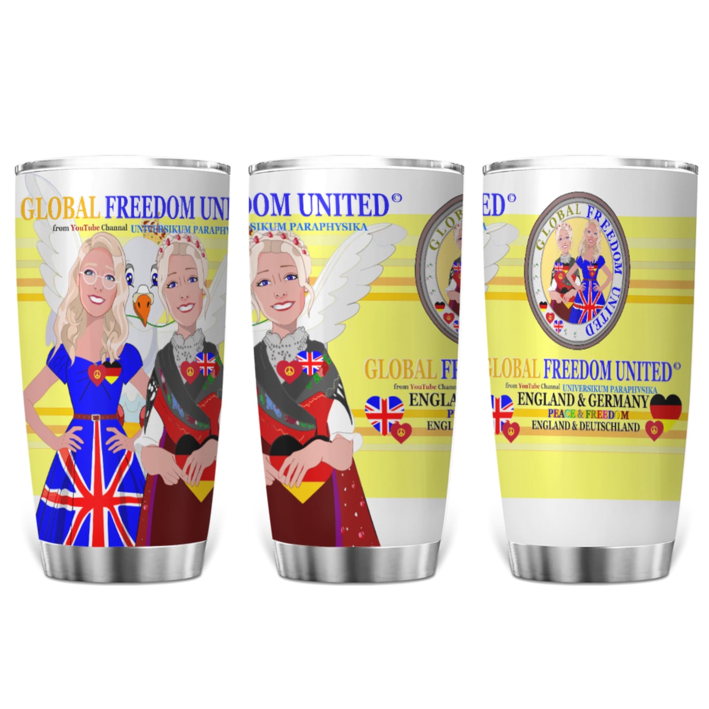 Tumbler Global Freedom United Women England & Germany Old Peace Yellow