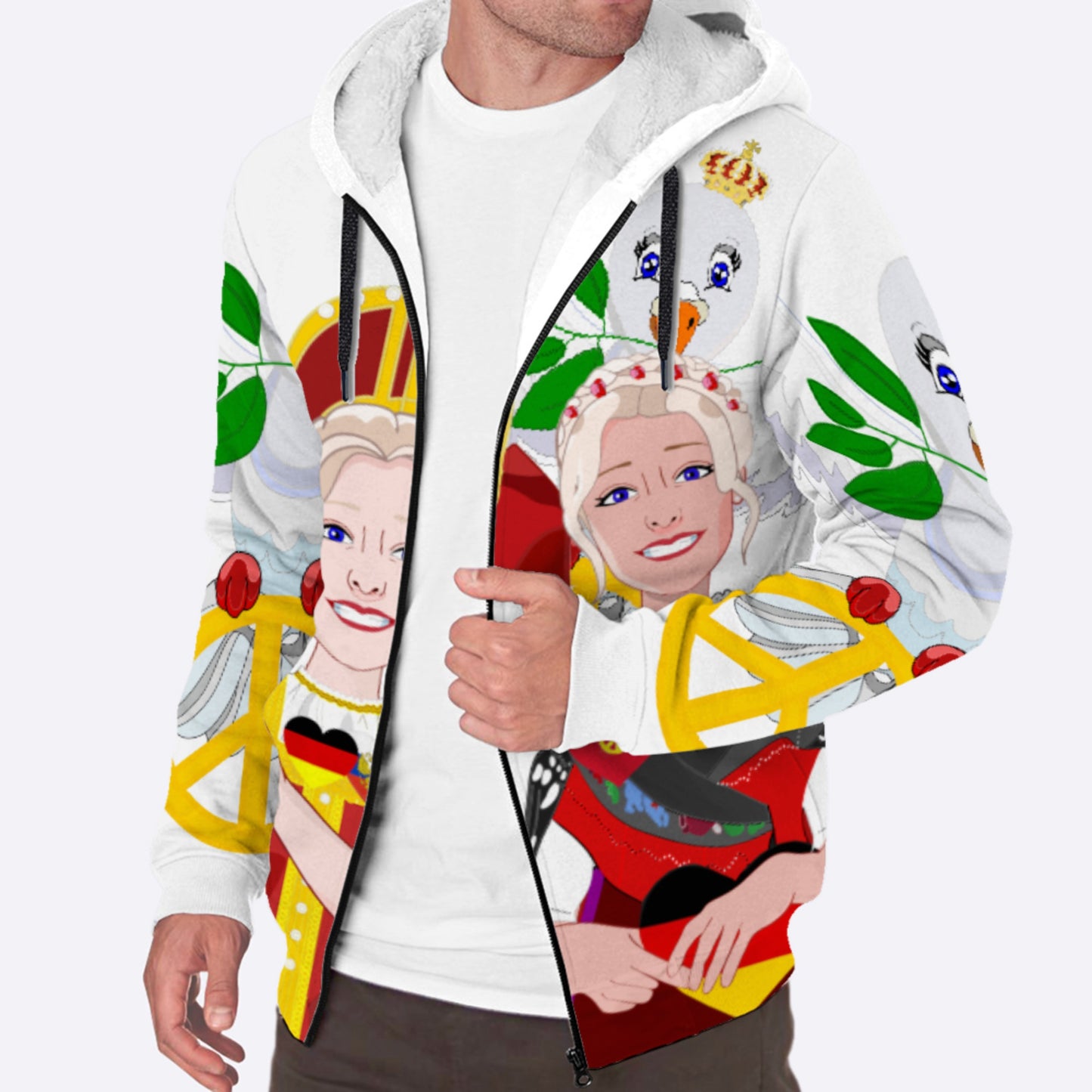 Plush Hoodie GLOBAL FREEDOM UNITED© Women RUSSIA & GERMANY BIG