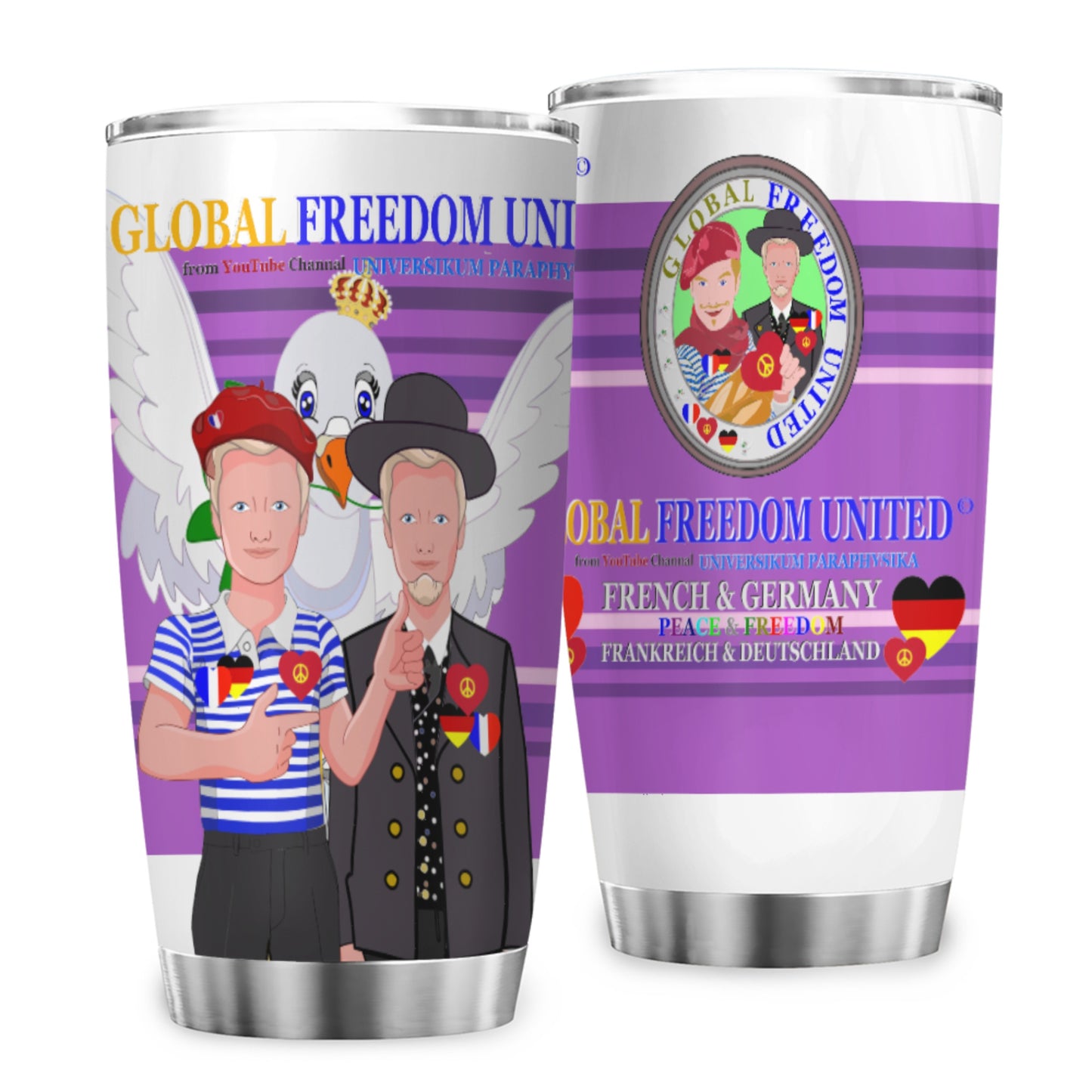 Tumbler Global Freedom United Men French & Germany Old Peace Lilac